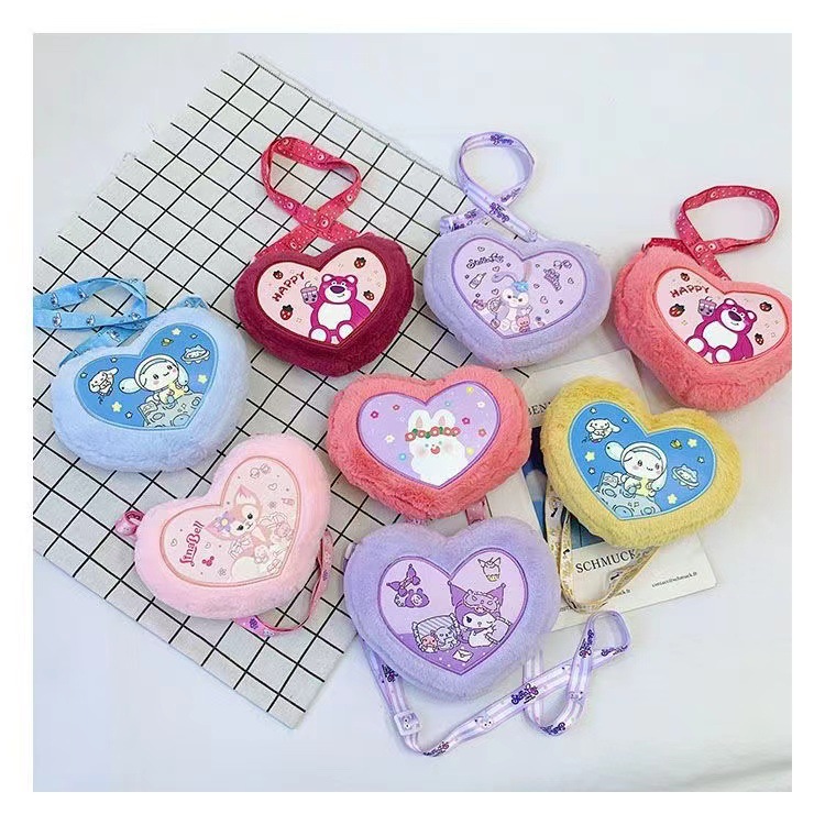 Nuevo bolso de felpa lindo bolso de cosméticos de un solo hombro para mujer monedero para niña bolso pequeño casual bolso de oso de fresa