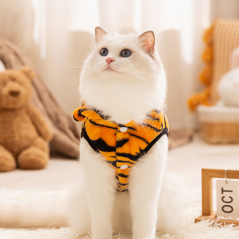 가을, 겨울 호랑이 귀여운 스타일 작은 동물 변형 조끼 푸른 고양이 새끼 고양이 털이 고양이 BIPED 애완 동물 옷