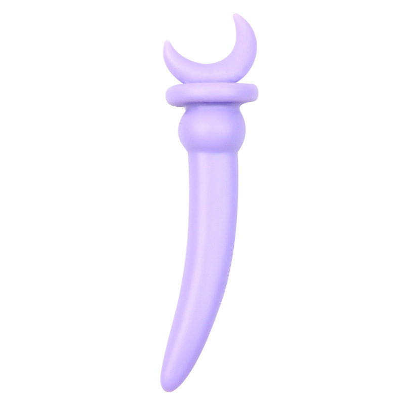 Cartoon Crescent Anal Plug, Purple Bear TPE Design, Smooth Non-Vibrating Insert — detail image 5