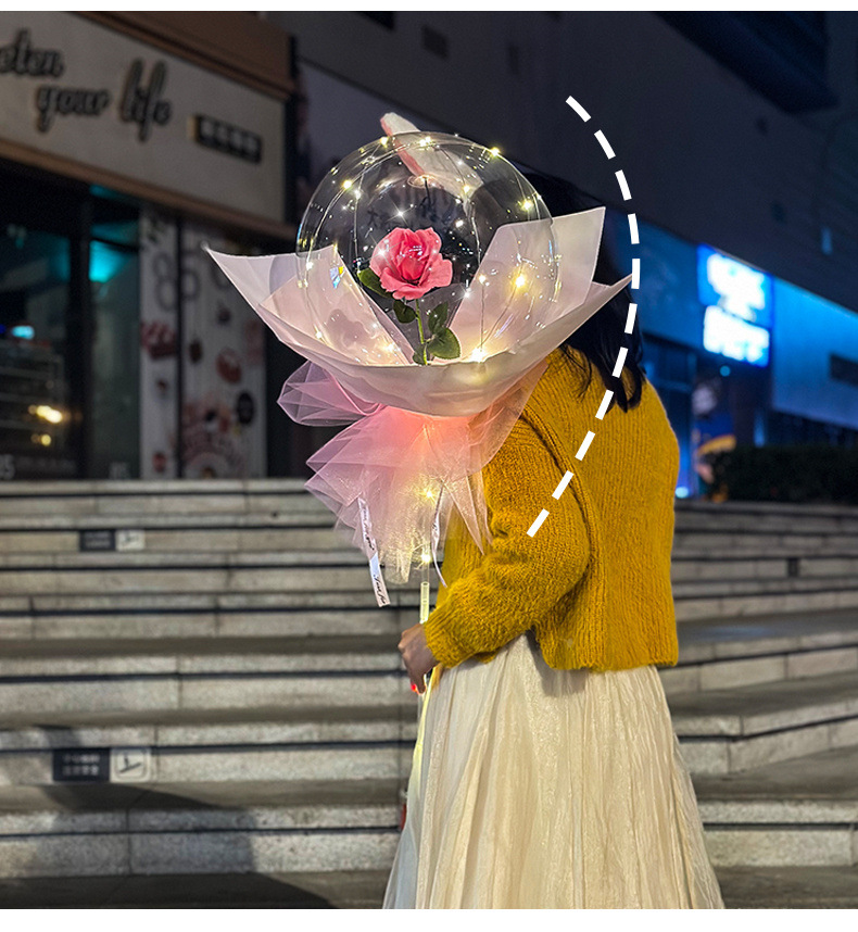 七夕表白玫瑰花波波球发光手捧花束气球全套夜市地摊告白气球批发详情22