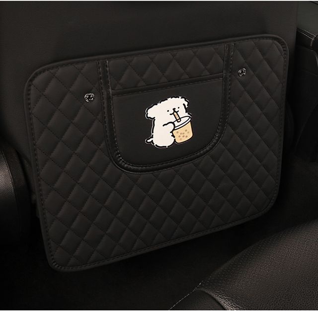 Universal Rear Seat Anti-Kick Pad for Cars, Leather Cartoon Car Seat Backrest Anti-Dirt Protective Mat, Dirt-Resistant Storage Pad