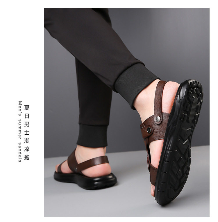 Dép sandal nam đi biển thoáng khí đế mềm chống trượt — Màu nâu, màu xám, màu đen chi tiết 16