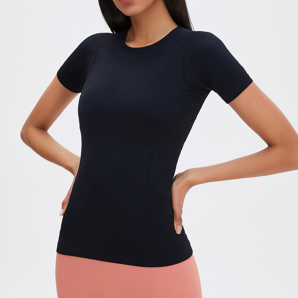 Yoga sin costuras deportes superior ropa de yoga básica del todo partido Camiseta deportiva ropa de fitness yoga transpirable de manga corta