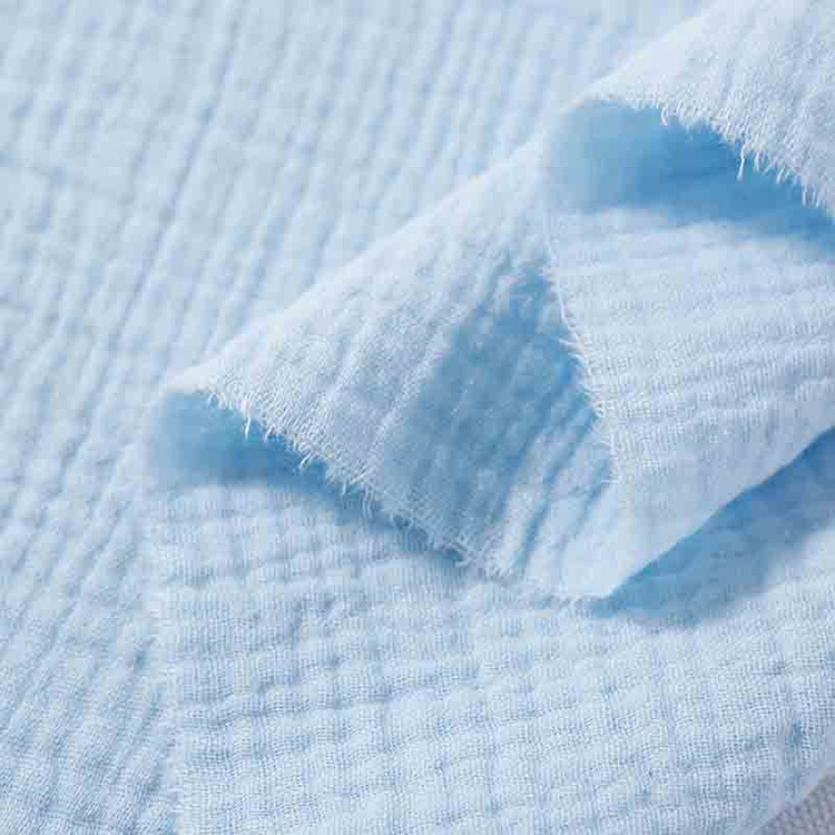 Tintado orgánico de alta calidad doble gaza arruga 100% algodón tulle tela para bebés