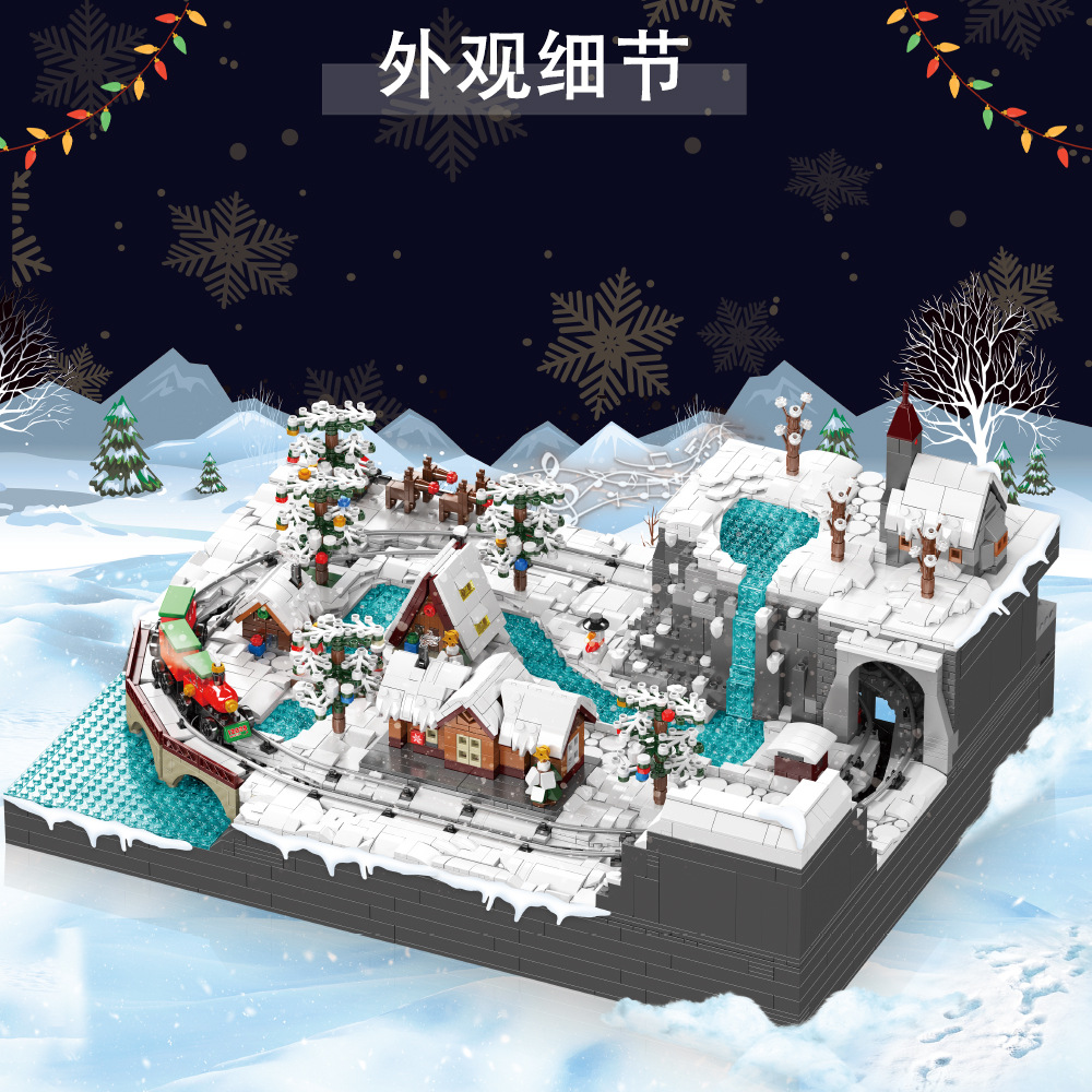 12029 luces, regalos de navidad, música, niños, niñas, bloques de puzzle