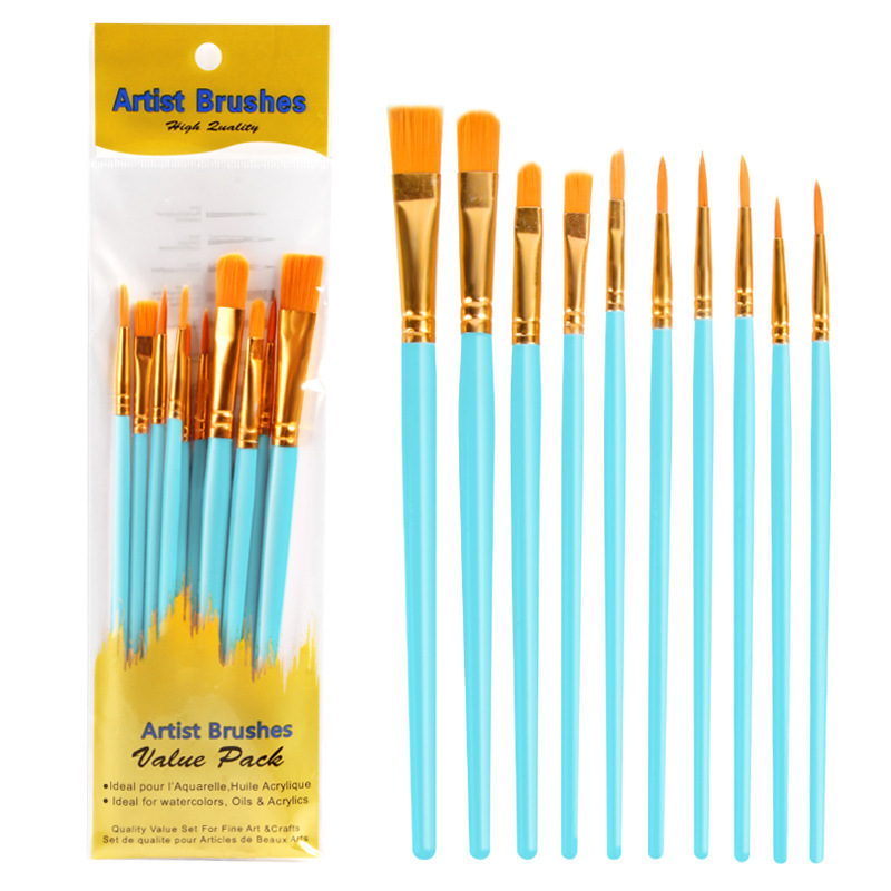 アマゾン10本の油絵ペンセットプラスチック棒美術画水彩水粉絵画ブラシブラシセット|undefined