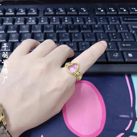 小红书新款镀金民族风冰种葫芦戒指女士古法工艺珐琅锆石镂空指环