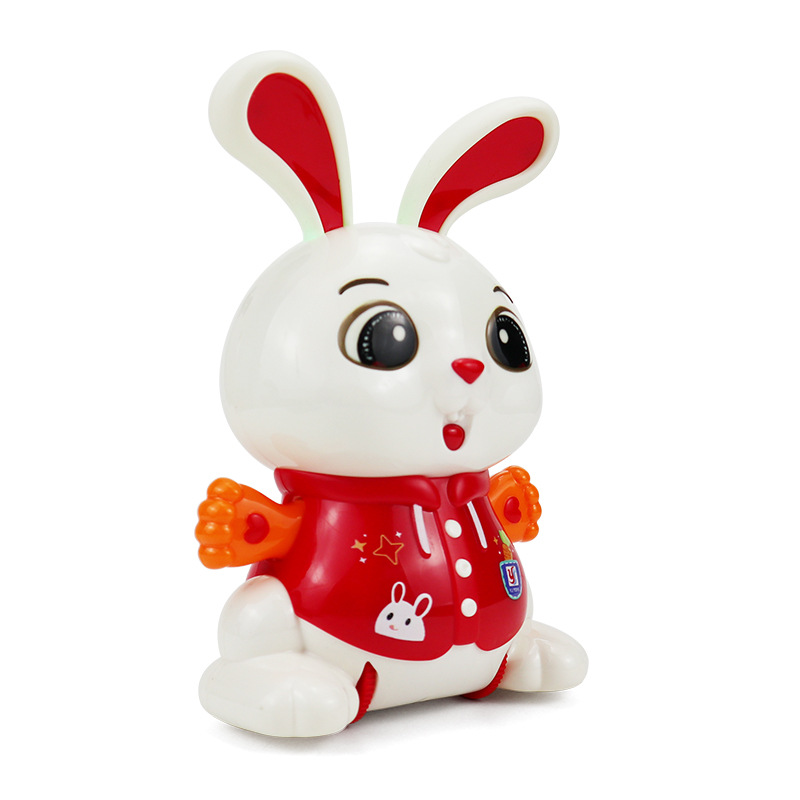 Nuevos productos transfronterizos acrobacias eléctricas swing conejo luz música 360 ° giratoria juguetes de baile regalo de cumpleaños para bebés