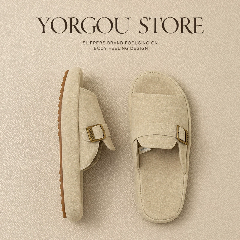 Сандалии с открытым носком Yuangang, новая модель 2025 года для женщин, для весенне-летнего повседневного ношения в помещении, на толстой нескользящей подошве.