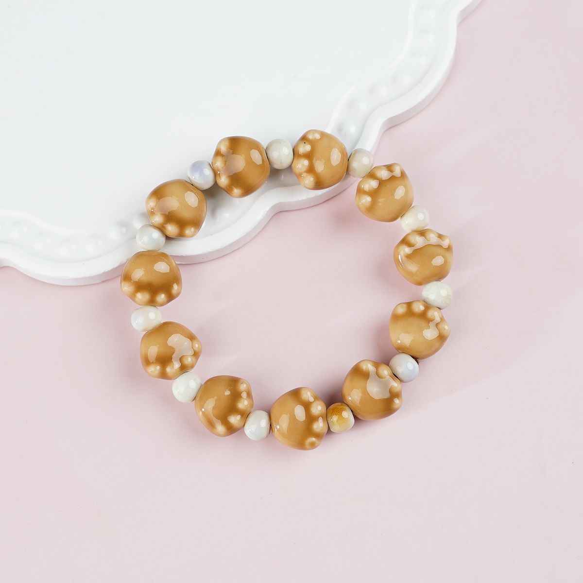 Jingdezhen pulsera de cerámica de verano mujer alta sensación galletas serie de gatos nicho diseño universal pulsera alta sensación