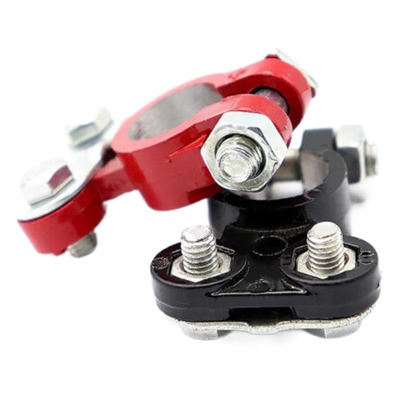 Abrazaderas de batería de aleación de aluminio engrosadas para automóviles y camiones, conectores de batería, terminales negros y rojos para uso en vehículos.