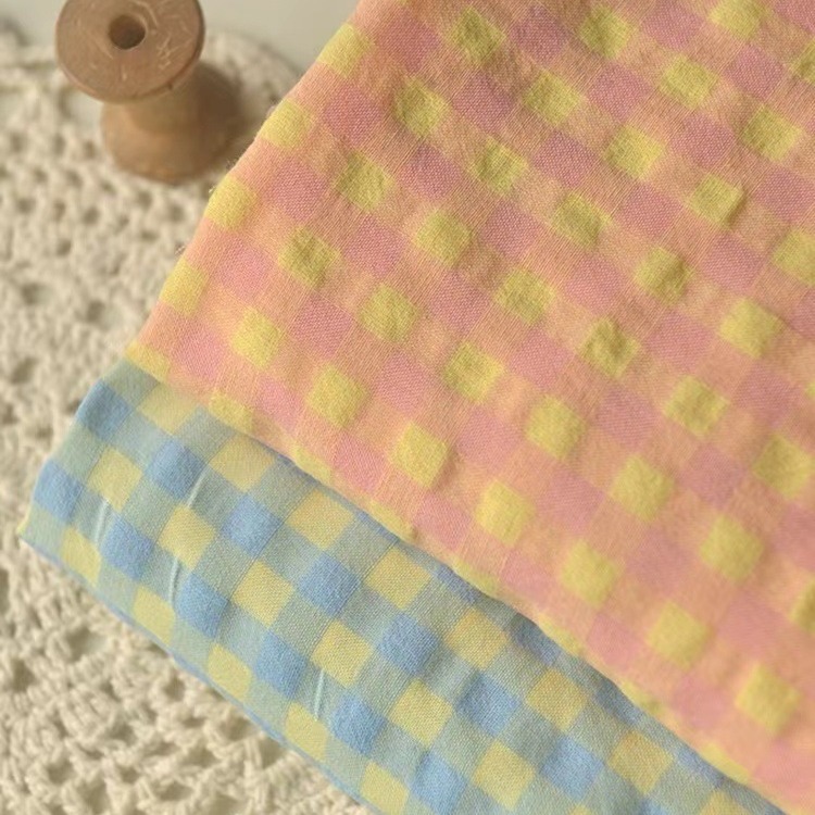 涤棉糖果色系泡泡格童装女装连衣裙衬衫桌布抱枕睡衣箱包吊带衫