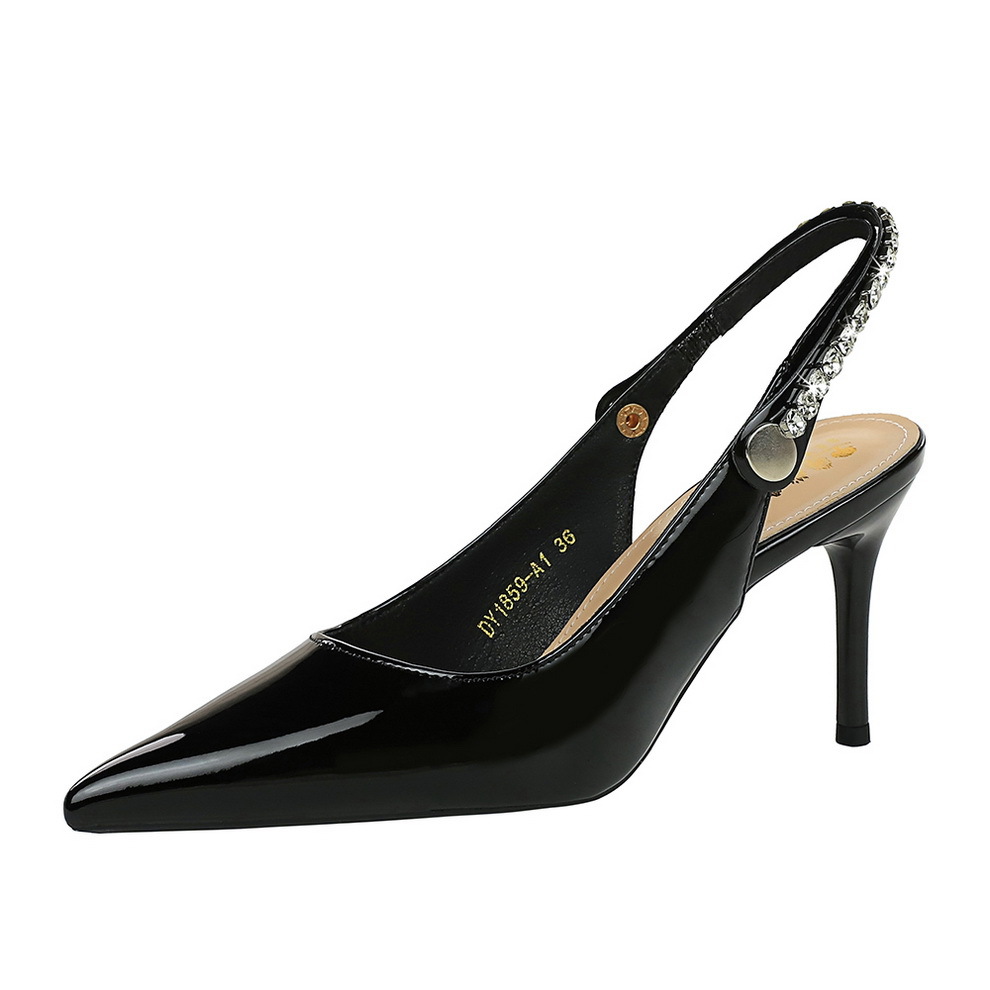 Elegant Rhinestone Pointed Stiletto Pumps For Women With Strap_voghion.com