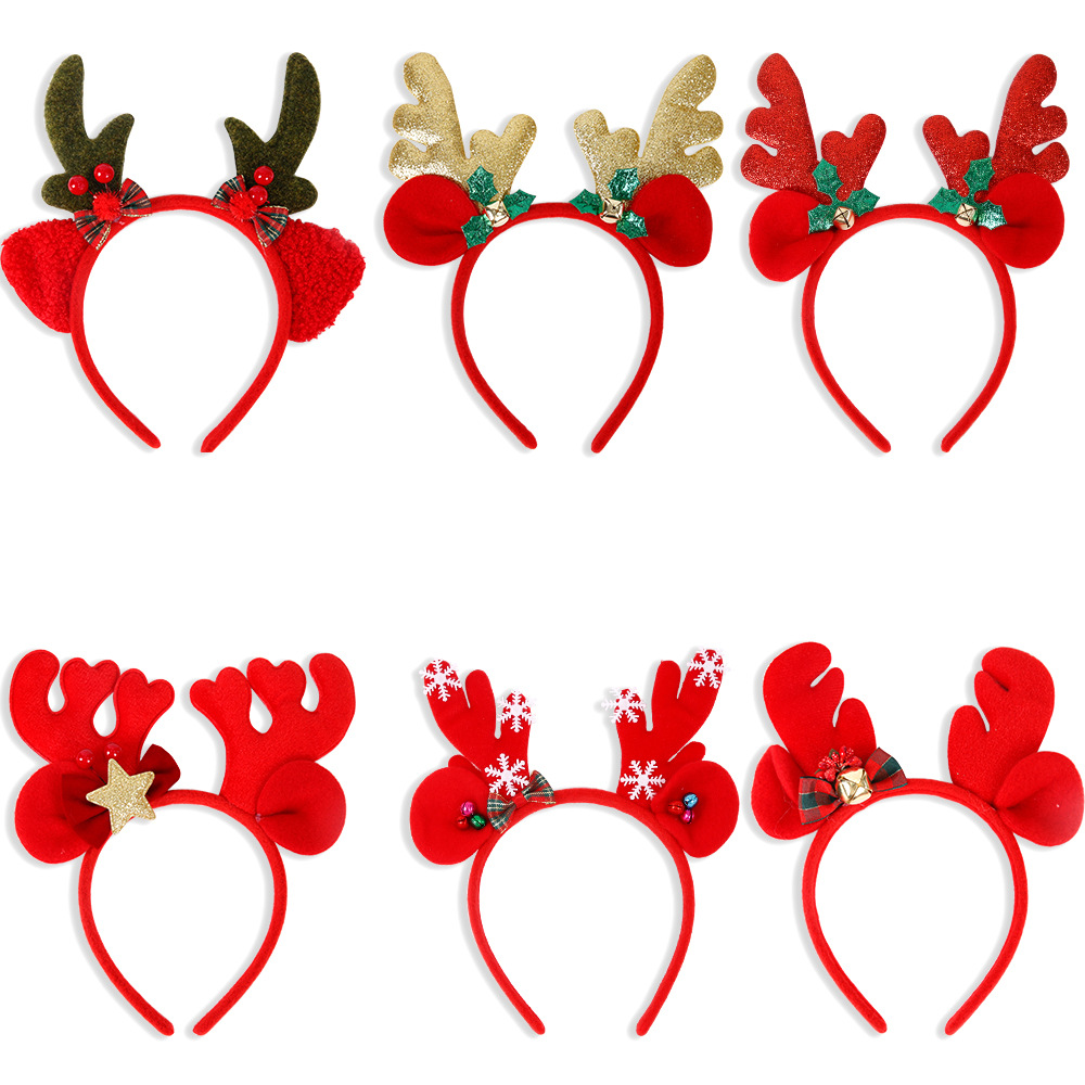 Nueva diadema de corbata de Navidad transfronteriza fieltro horquilla adulto accesorios para el cabello de Navidad niños lindo alces tocado