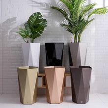 玻璃钢几何六边菱形花盆客厅商场装饰摆件北欧创意落地种植花器花