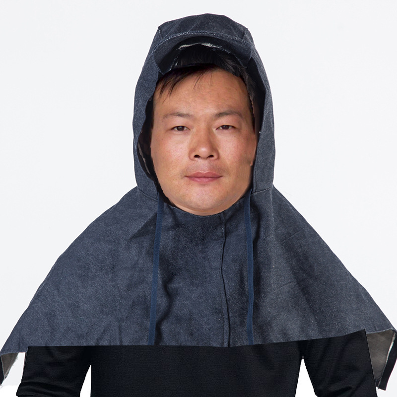 防尘帽子男女防粉尘作业帽打磨电焊防护面罩耐磨牛仔披风帽披肩帽