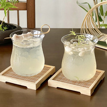 新中式大肚咖啡杯郁金香玻璃杯超薄水晶杯设计感杯子国风冷饮茶杯