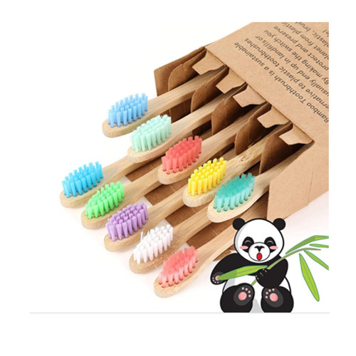 Children's Bamboo Toothbrush Healthy Lilac Hand Painted Wooden Toothbrush Daily Use 10 Pack Home Children's Bamboo Toothbrush