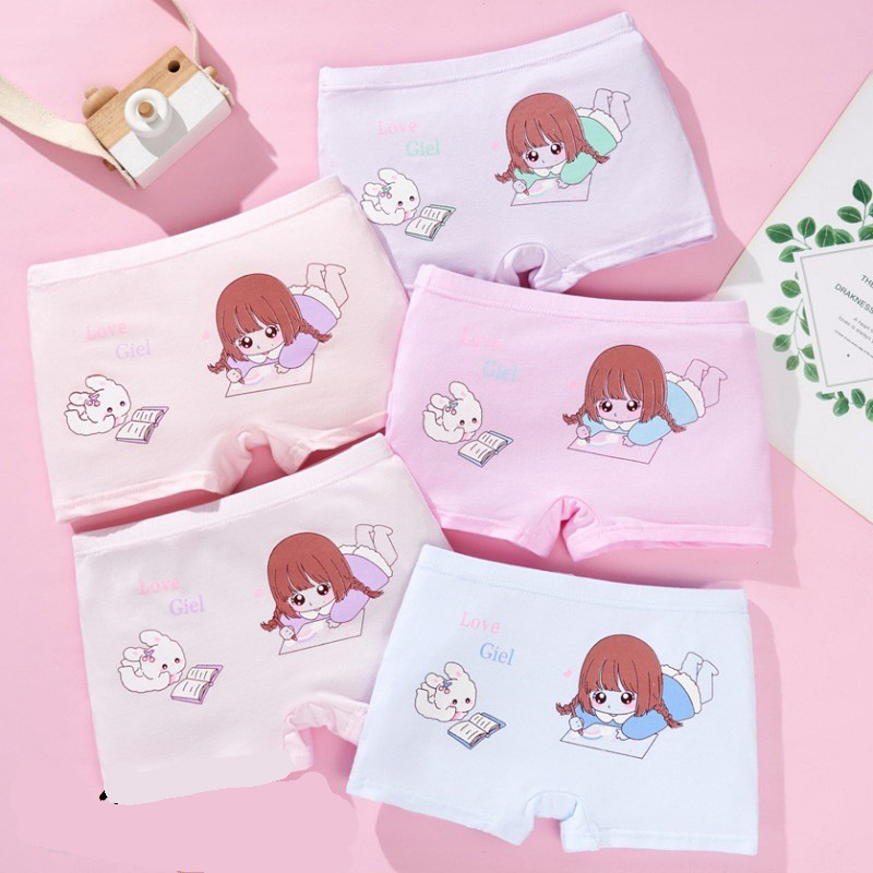 Children's Underwear Girl Baby Cotton Boxer Shorts Little Girl's Boxer Shorts Without Clip Pp Small and Medium Kidsren Breathable Modal Cotton