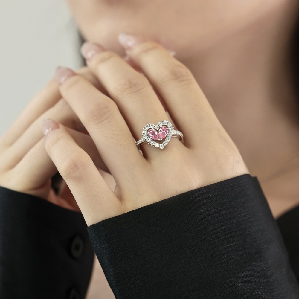 3g Weight Zircon Inlay Material Rings Classification 5, 9 Ring Size Banquet, Daily Occasion 925 Sterling Silver Material Heart Shape Pattern 2025 Spring and Summer Season Women's Gender Plating Design Elegant, Simple Style Style 925 Sterling Silver Zircon Heart Shape Rings 925 Sterling Silver Rings 13