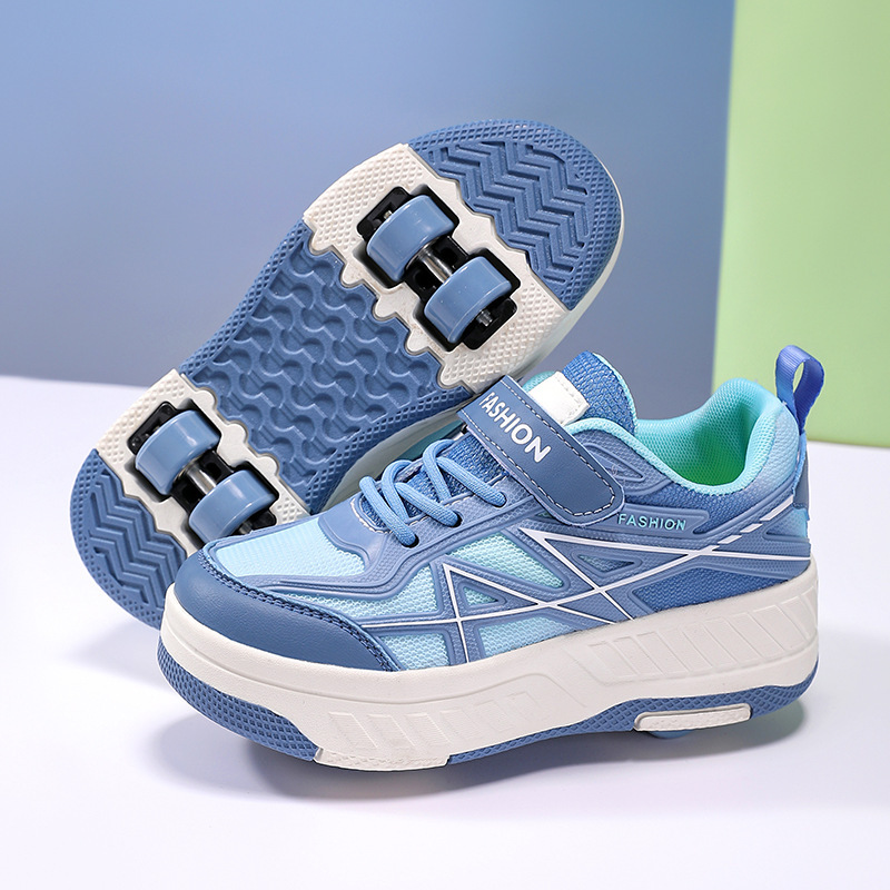 Girls' Four-Wheel Heelys Shoes, Girls' Roller Skates, Dual-Purpose Four-Wheel Breathable Hidden Flying Shoes, Boys' Flashing Shoes