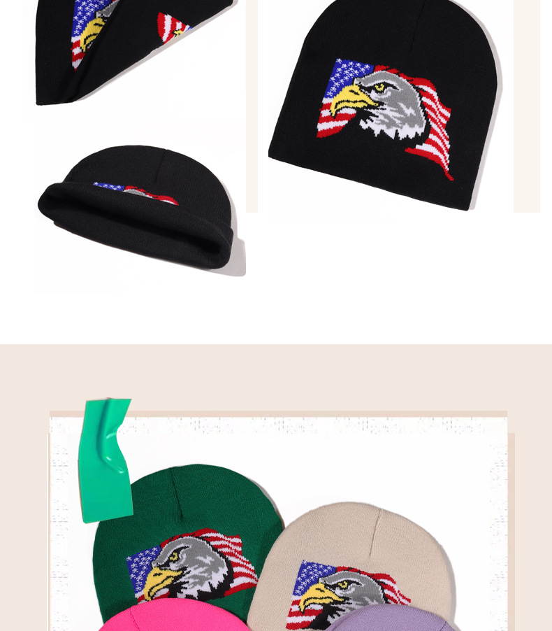 Unisex Bald eagle jacquard knitted hat simple and versatile_voghion.com