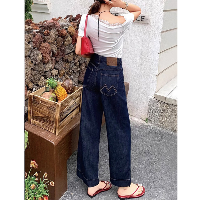 天丝牛仔裤女小个子薄款2025年夏季新款高腰九分直筒窄版阔腿裤潮|undefined