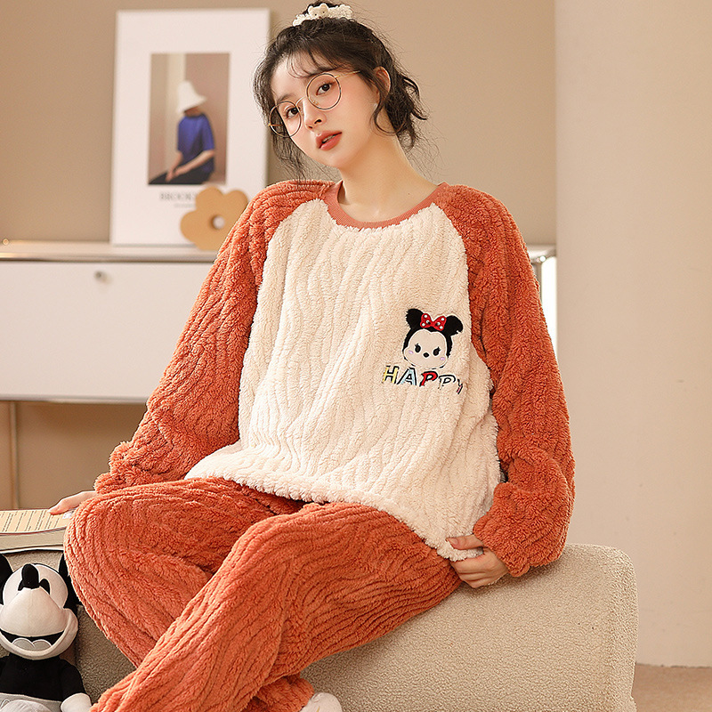 (2개) 새로운 산호 양털 잠옷 여성 6XL 겨울 두꺼운 양복 플러스 크기 지방 MM 플란넬 가정 의류 200 진 5X