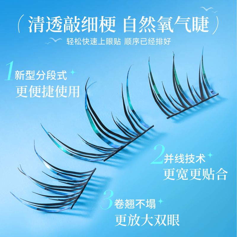 BQI夏日蓝眼泪假睫毛梦幻渐变细闪海边cos音乐节演唱会氛围感睫毛|undefined