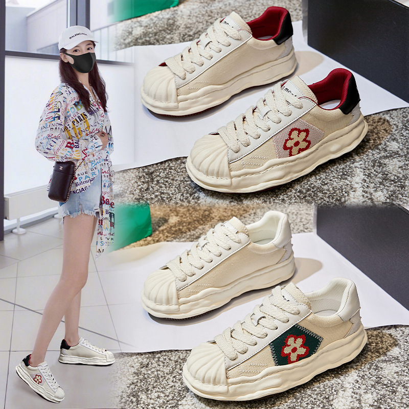 Cloth casual universal white sneakers low-cut