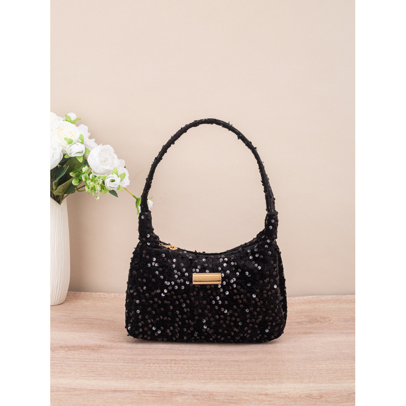 Bolsa de hombro de moda de color sequilla, bolso de hombro de mujer de verano blingbling, bolso de perlas de nicho, bolso debajo de la axila image 7