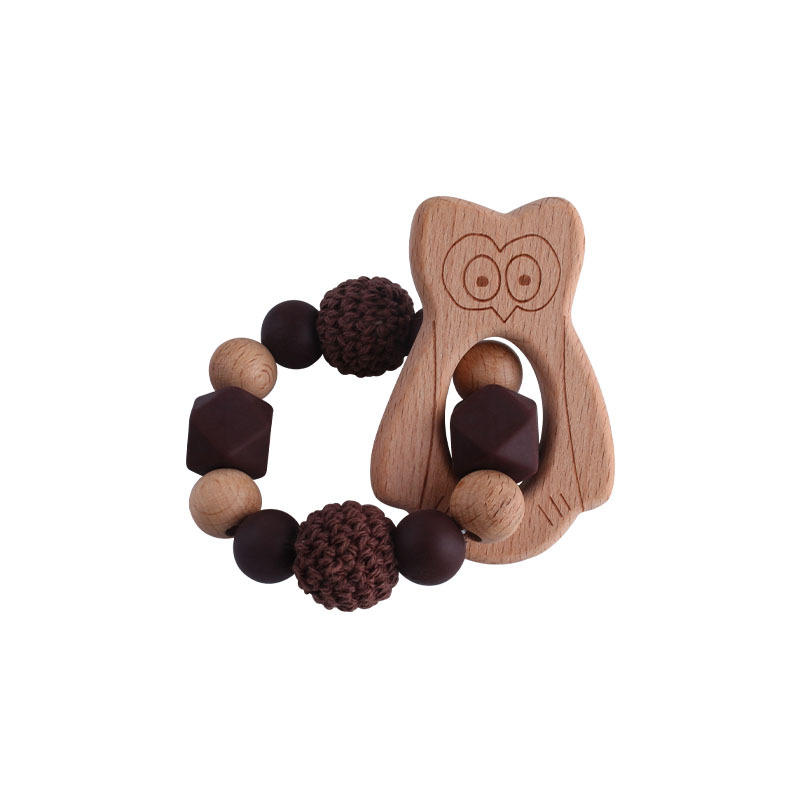 Nuevo DIY creativo de la historieta haya mordedor bebé haya aguacate silicona pulsera mordedor molienda varilla