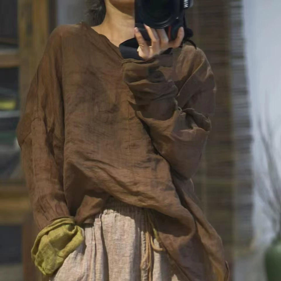 24/7SN72 сплошной цвет литературный досуг двухцветный рамовый пуловер