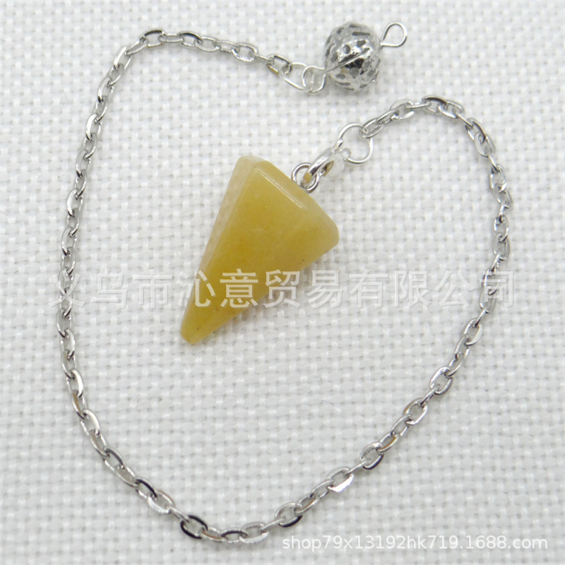 Venta caliente ágata natural cristal piedra preciosa cono hexágono cono colgante DIY cristal colgante espíritu péndulo