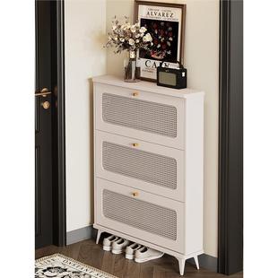 French-Style Retro Flip Shoe Cabinet for Home Entrance Indoor New 2024 Entryway Cabinet Integrated Shoe Rack