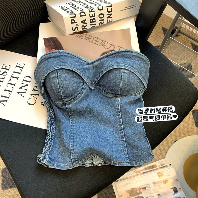 Гонконгский винтажный джинсовый жилет для женщин, носите сладкую и горячую девушку летом 2025 года
