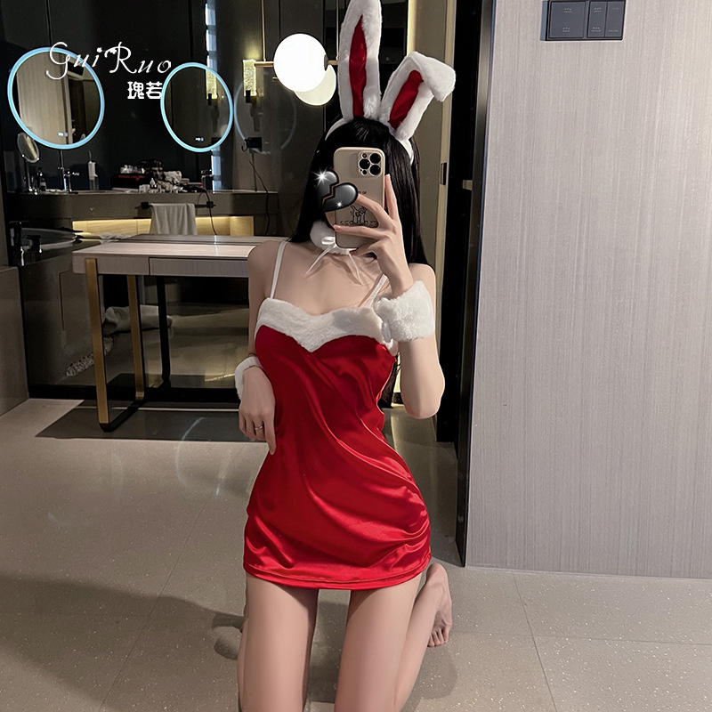 瑰若情趣內衣性感吊帶睡裙兔女郎純色修身包臀短裙制服騷套裝1115