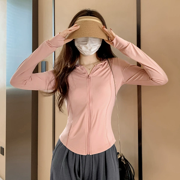 With hood, fuchsia, Korean style, fitted
