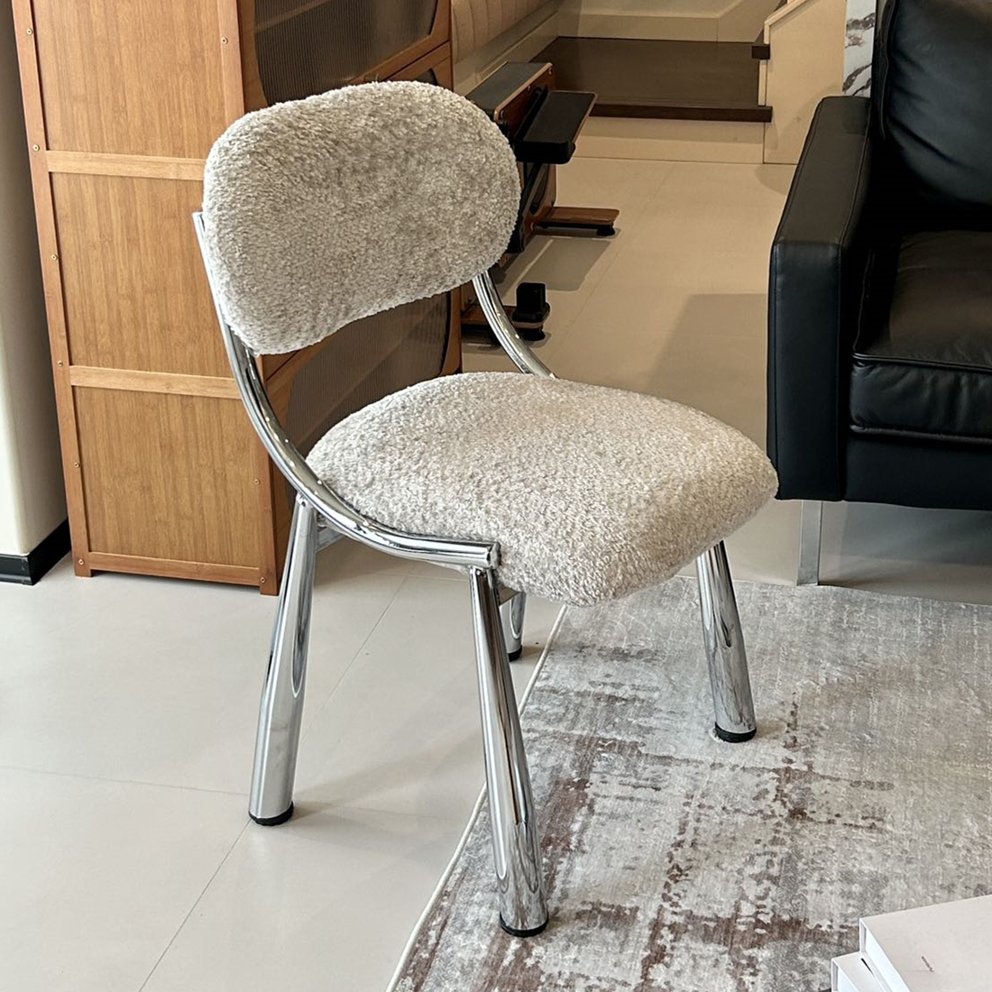 Medieval Style Shaun the Sheep Chair Home Dining Chair Modern Simple Back Chair Black Metal Stainless Steel Chair Dressing Chair