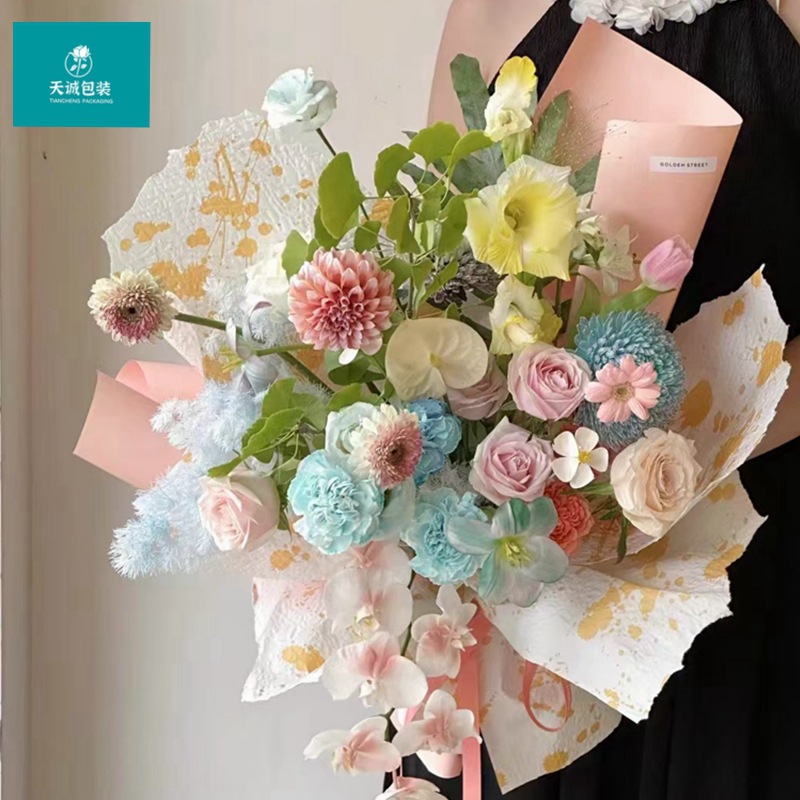 新款彩喷东巴纸防水加厚风华牛皮艺术纸手撕东巴纸花店花艺材料