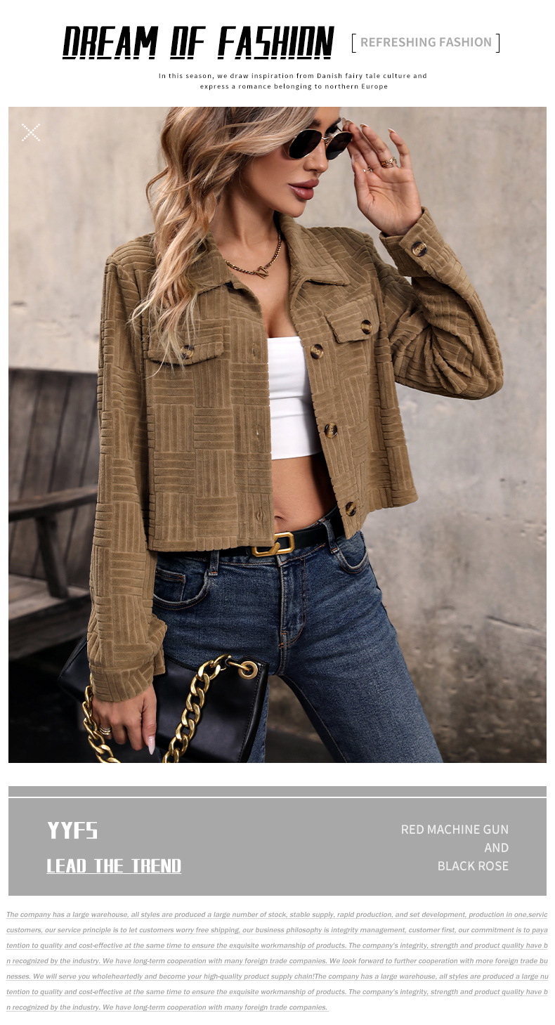 autumn new women's corduroy solid color clothing jacket_voghion.com