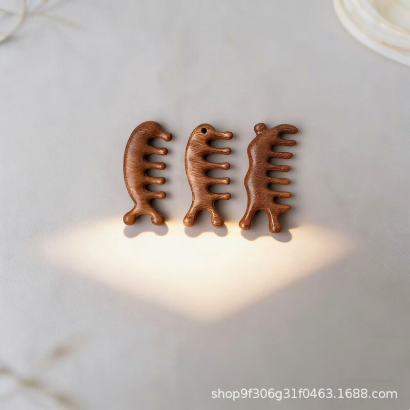 In-Stock Sandalwood Head Massage Comb Portable Home Health Care Hair Therapy Meridian Massage Comb Wholesale Styling Tool
