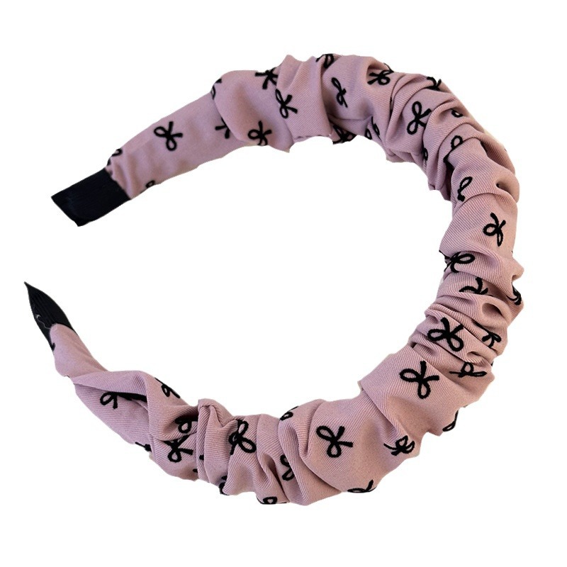 Nuevo punto de onda coreano arco rosa plegado tela banda de cabello dulce lindos banda de cabello accesorios para el cabello