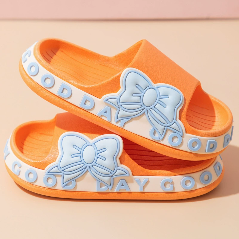 Slide, summer slippers with bow, non-slip sandals, family style, soft sole, wholesale