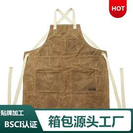 过蜡帆布工具围裙 防泼水汽车维修围裙 工地施工围裙