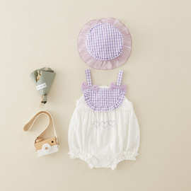 包屁衣纯棉a类夏季新款小香风新生儿衣服女童宝宝无袖婴儿连体衣