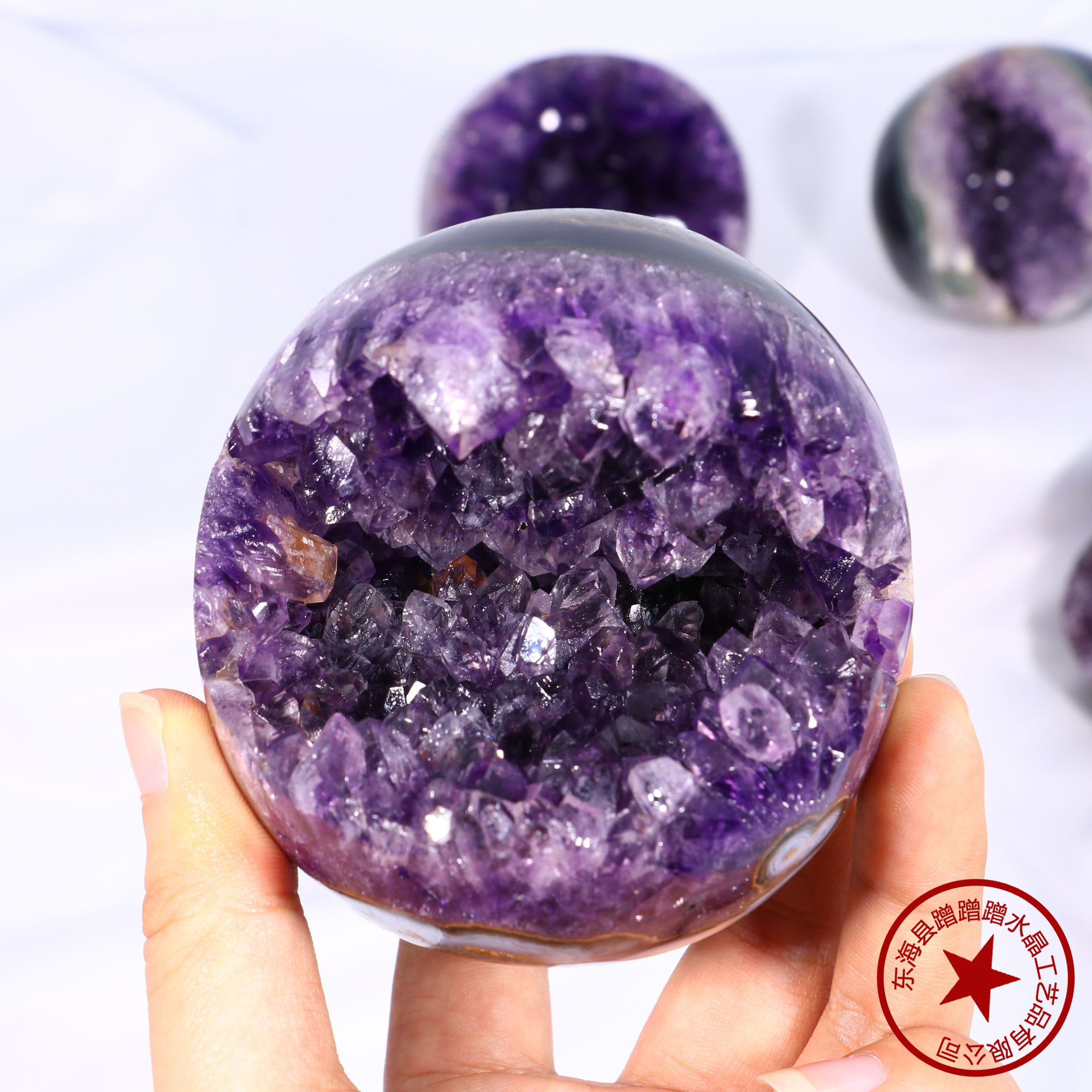 Natural purple crystal cluster open smile purple crystal hole ...