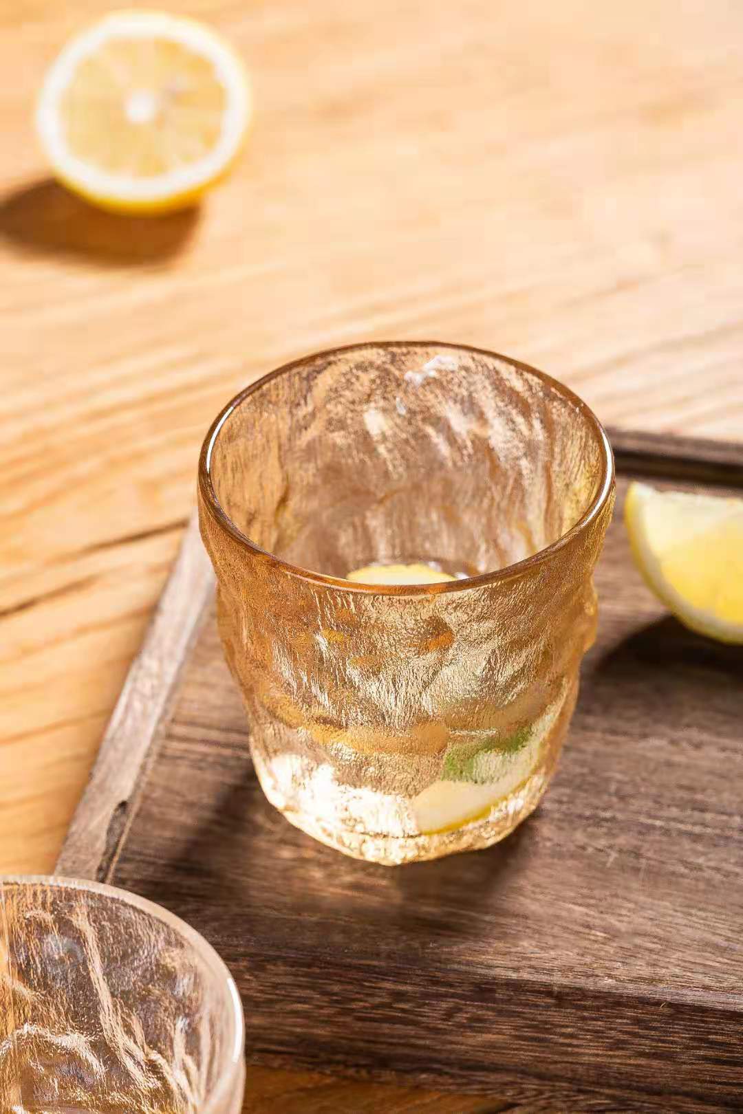 Factory Ice-Flake Glass Cup Japanese Glacier Hammer Pattern Cup with Handle, INSAffordable and Stylish Creative Water Cup for Wholesale