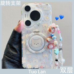 華為pura70pro携帯ケース二重アニメ猫360度折り畳みスタンドmate70/60ロープを適用する