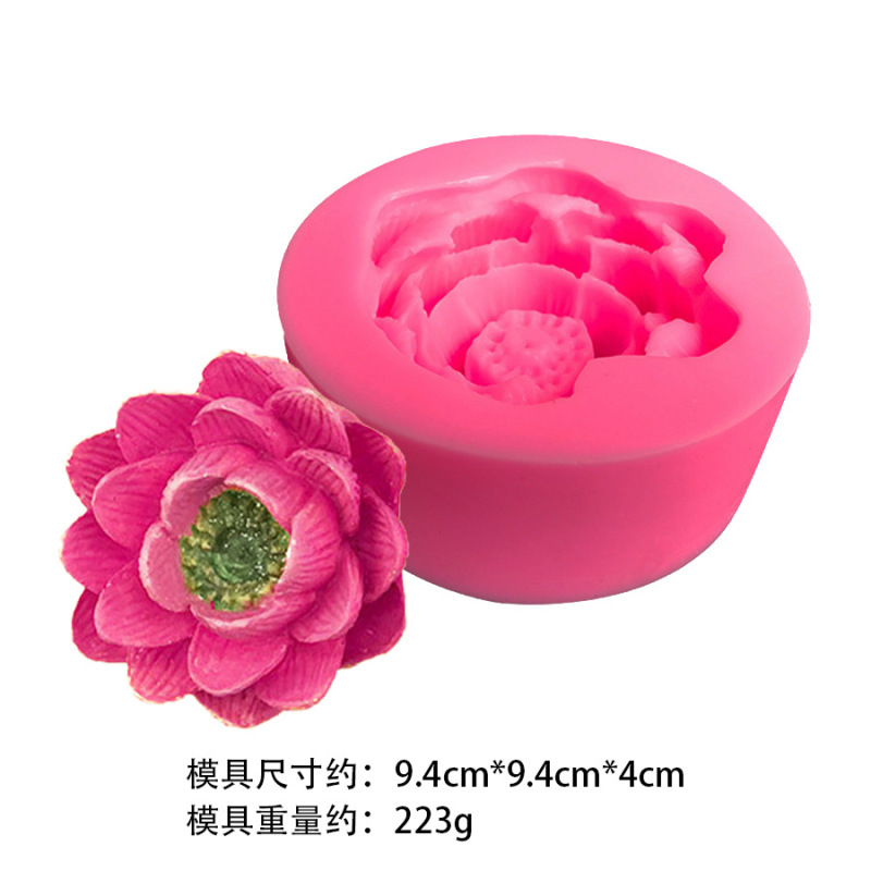 大きさ立体蓮の花の形DIYチョコレートケーキのシリカゲル金型装飾定型焙煎ツール|undefined